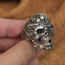 Load image into Gallery viewer, Dragon Skulls Ring (Cupronickel)