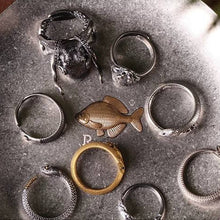 Load image into Gallery viewer, Rhodeus Plate used as a ring dish, holding eight rings around the brass bitterling