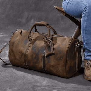 Leather duffle bag