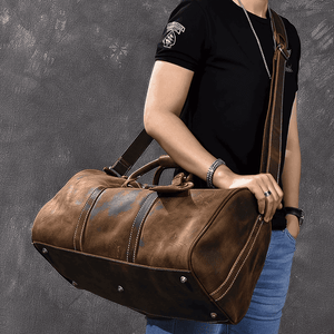 Leather duffle bag