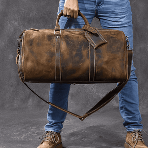 Leather duffle bag