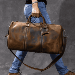 Leather duffle bag