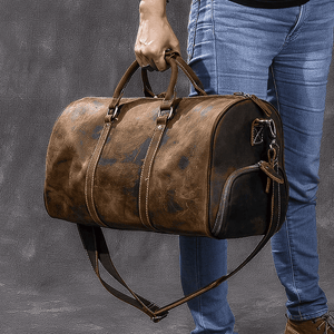 Leather duffle bag