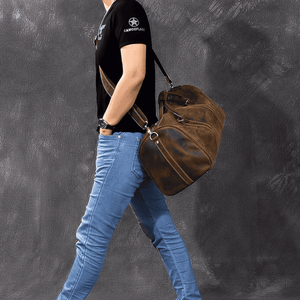 Leather duffle bag