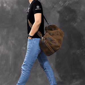 Leather duffle bag