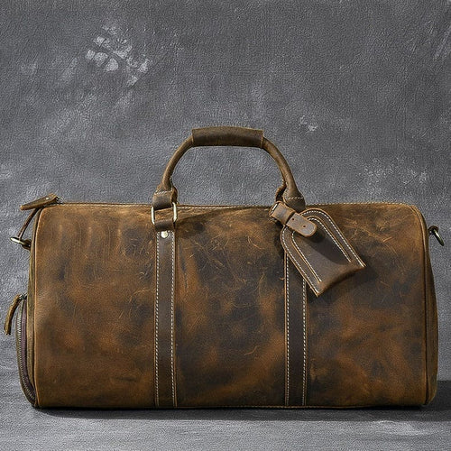 Leather duffle bag