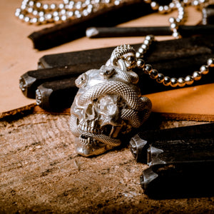 Skull with Vipers (Polished Silver)