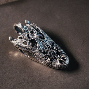 Silver Crocodile Skull