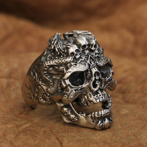 Dragon Skulls Ring (Cupronickel)